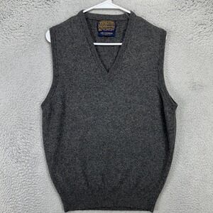 VINTAGE Pendleton 100% Cashmere Sweater‎ Vest Mens Medium Gray V-Neck Sleeveless